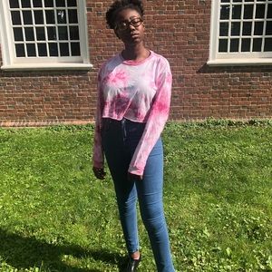 Pink Tie Dye Cropped Shirt